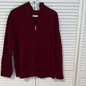 Women’s Karen Scott Sport Maroon Zip-Up Hoodie 0X